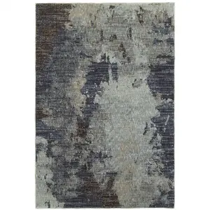 212 MAIN Abstract Print Power Loom Area Rug, 5x7 ft Rectangle, Navy & Blue, Contemporary Look, Stain-Resistant, Indoor-Use Household Textile Carpet