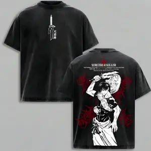Vintage Washed  Toji Fushiguro T-Shirt – Sorcerer Killer Anime Graphic Tee Unisex Streetwear For Anime Fans, Heavy Cotton Retro Manga Merch  Anime Manga Unisex Washed Tshirt Top Streetwear Fit Graphic Tee