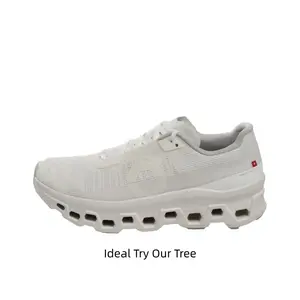 All white perforated mesh ultra thick hollow cloud cushion long distance running sneakers hollow cut non slip rubber outsole men women marathon training sports shoes