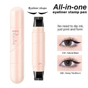 Rotating Dual-Ended Eyeliner Pen & Wing Stamp, Waterproof Quick-Dry Formula for Easy Cat Eye and Sharp Winged Looks, All-Day Wear
