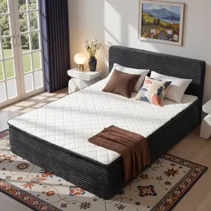 CAODOC 2-in-1 Boneless Cloud Bed Queen Full Twin Size, 16 Inch Memory Foam Innerspring Hybrid Mattress Bed Frame Combo, No Assembly Floor Bed No Box Spring Needed for Bedroom