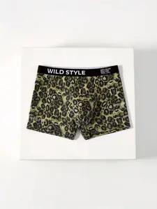 Men's Short Brief Boxers, Leopard Print, Smooth Moisture-Wicking, Breathable, Slim-Fit, All-Season Wear, Casual Style