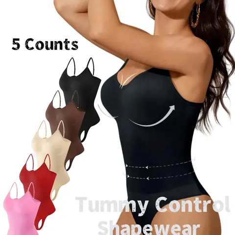 Women's Solid Color Round Neck Shapewear Bodysuit, Tummy Control Butt Lifting Shaper, High Stretch Fashion Shapewear for Daily Wear, Compression, Tummy Tuck Shaper, Women's Seamless Shapewear, Underwear, Womenswear, Faja Compression Shapewear