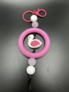 Silicone Keychain: White Flamingo