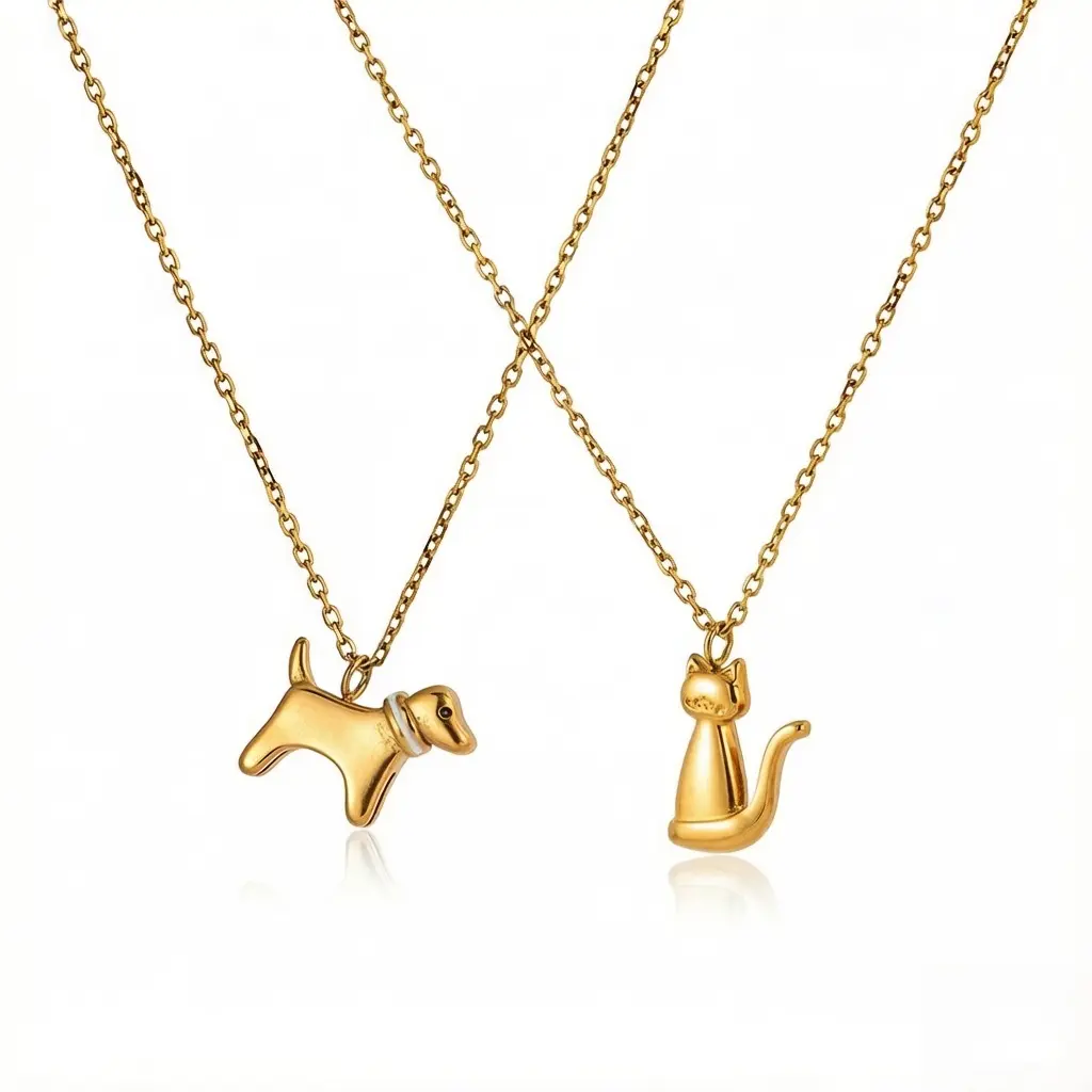 Rexviao Dainty 18-Karat Gold-Plated Cat Silhouette Necklace for Women, Emotional Solace Clavicle Jewelry Gift for Pet Lovers, Clavicle Necklace, Kitten Pendant, Perfect Gift Choice, Warm Companionship, Birthday, Female, Stress Relief, Puppy Necklace