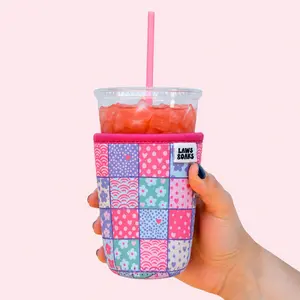 Icon Checks Coffee Sleeve Reusable Neoprene Cup Sleeve Eco-Friendly Comfortable Drink Sleeve for Iced Coffee Drinkware Accessories