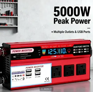 Car Power Inverter 12V DC to 110V AC Converter with LCD Display, 3 AC Outlets & 4 USB Ports, Portable Power Adapter for Car Truck SUV Camping Van Life Road Trip