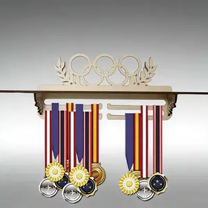 1set Olympic rings Versatile Creative Medal Display Rack Trophy Shelf, Wooden Sports Medal Holder- Wall Mounted Display Stand, Hanging Organizer, Perfect Gift For Easter Valentine's Day, Birthday, wedding, Father's Day Mother's Day