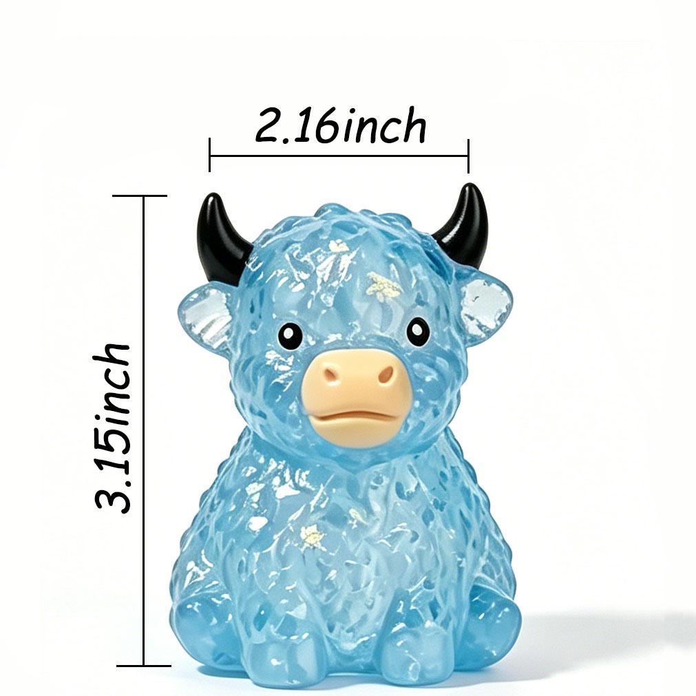 Mini Highland Cow Squishy Toy - Slow Rising Squishies, Sensory Friendly Stress Relief Squeeze Toy for Adults, Animal Love Gifts, Easter Basket Stuffer for Cow Enthusiasts