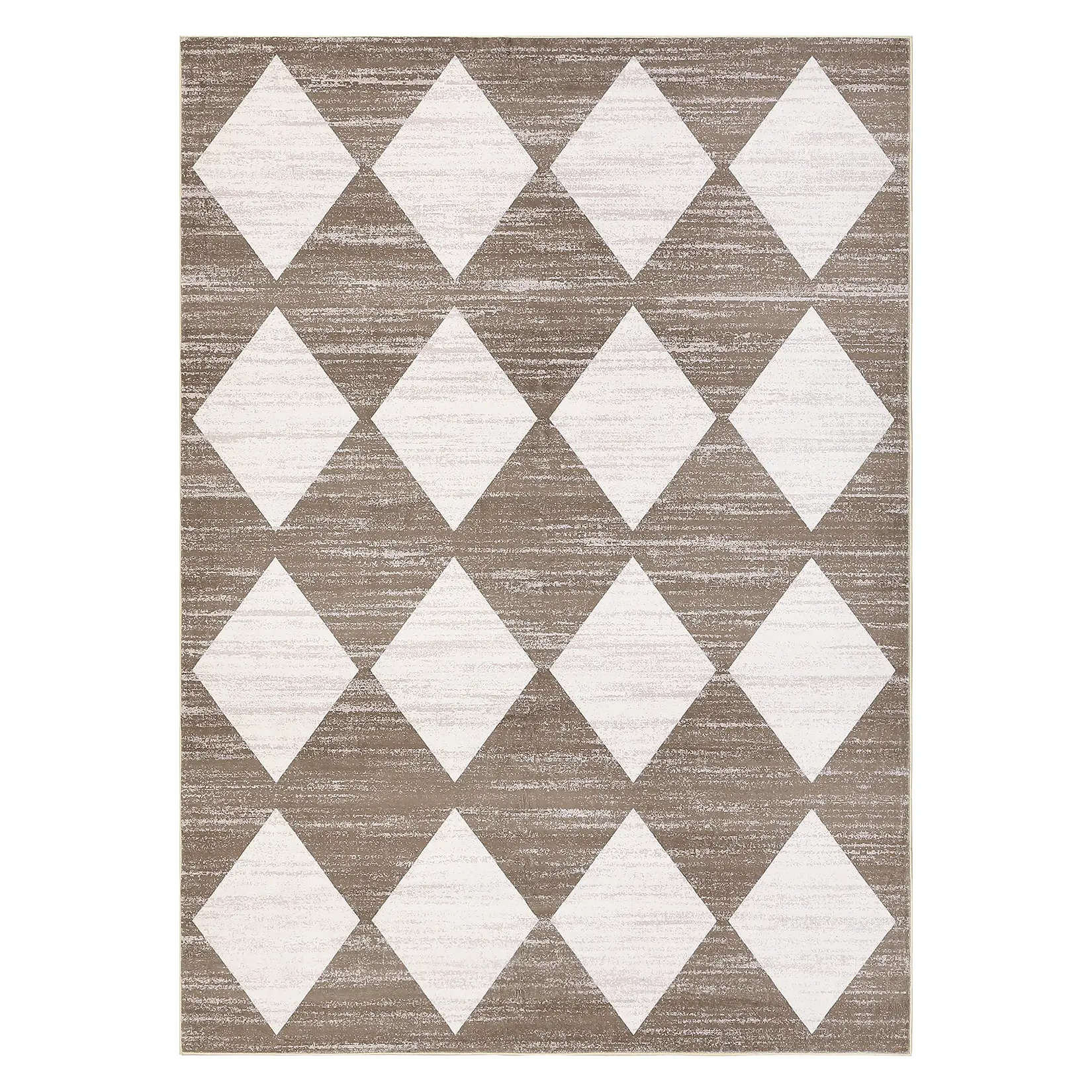10x13 ft Brown Rectangular Contemporary Geometric Print Polyester Decorative Area Rug, Grippy, Soft, Washable, Durable, for Living Room, Bedroom, Contemporary Rugs, Rugs For Living Room