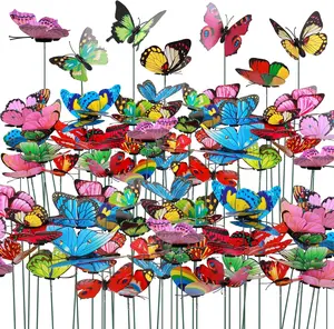 100 count Butterfly Stakes - Outdoor Garden Decorations,  Artificial Butterflies for Yard, Patio, Party, Flower Pot &  Decorations