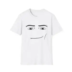 Roblox Minimalist Face Graphic T-Shirt Sarcastic Expression Tee Unisex Casual Streetwear Crewneck Short Sleeve Top For Men And Women Shortsleeve White