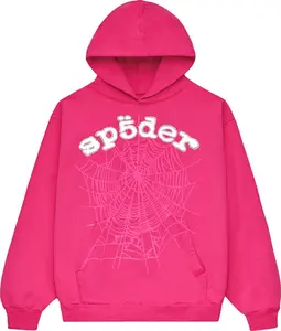 Sp5der Legacy Hoodie White Text Pink