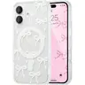 Magnetic Smartphone Casing - Wireless Slim Ribbon Bow Protector, Anti-Yellowing Shockproof Accessories, Magnetic Attachment for Quick Snaps, Compatible with iPhone 11-17/17 Pro/17 Pro Max/17 Air/12-16/16 E/16 Pro/16 Pro Max/16 Plus (White, for Women), Dev