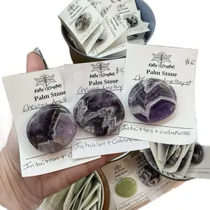 Kelly's Designs Natural Chevron Amethyst Palm Stone - Purple Color, Natural Form, 1 Piece