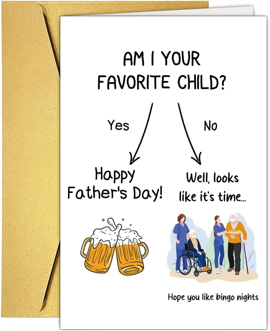 Funny Father's Day Card for Dad Stepdad Grandpa, Am i your favorite child fathers day card,Hilarious Father's Day Cards Gift from Son Daughter Grandson Granddaughter
