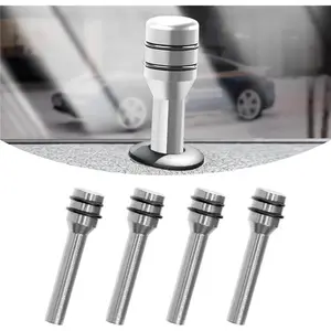 4PCS Car Door Lock Knobs, 1.96 x 0.47 Aluminum Alloy Door Lift Bolt, Auto Inner Door Lock Pull Pins Trim, Universal Car Interior Accessories Door Lock Cover Decor (Silver)