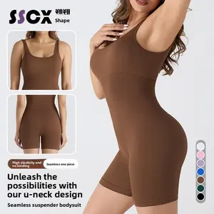 Sports One-piece Yoga Suit Quick-drying Fitness Suit Threaded Shorts Fitness One-piece Women's Seamless Shapewear