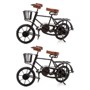 Decorative Tabletop Bicycle Pedestal - Available as Single Piece or Set of 2 - Black, Distinctive Bicycle Design, Sturdy Metal Construction