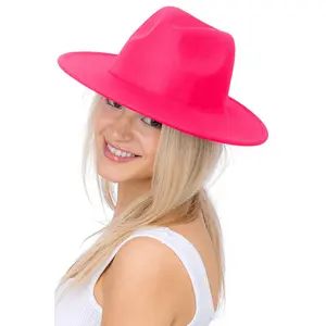 BUREAU HAT/NH206 Hot Pink Wide Brim Felt - Fedora Panama Hat