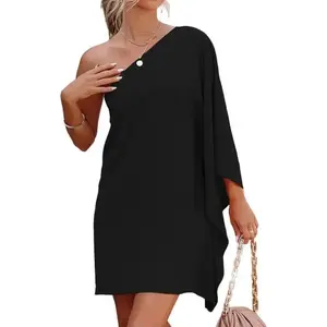 Women's Casual Batwing Sleeve One Shoulder Dresses Summer Club Party Cocktail Dresses Elegant Fashion