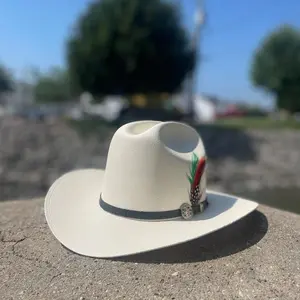 Sombrero Estilo Sinaloa 500x Toro Bravo San Juditas  with Feather Black Hatband Made in Mexico