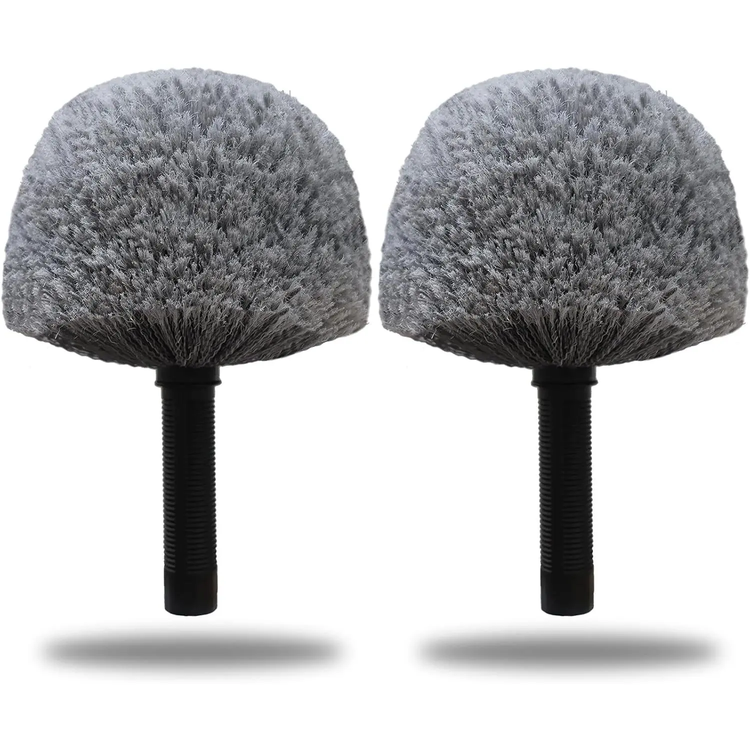 2-Pack Grey Twist-On Synthetic Cobweb Duster Brush, Household Cleaning Supply - Ceiling & General Cleaning Tool, Fits 3/4in Threaded Poles, Washable Indoor & Outdoor Attachment