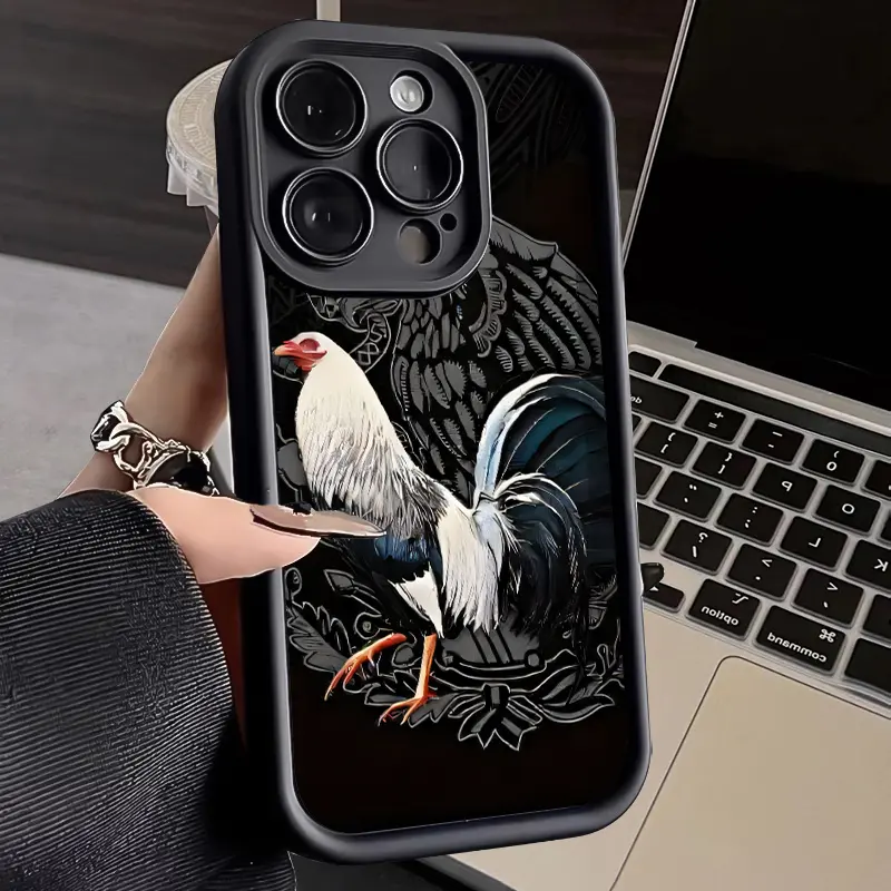 Majestic Rooster Pattern Men's Soft Silicone Phone Case for iPhone 17,16,15,14 Pro Max,13,12,11,XR,XS Plus - Shockproof, Drop-Protective, Rugged, Durable, Anti-Yellowing Stays Fresh, Comfy Grip Mobile Phone Accessory Protector, Accessories, Soft Silicone,