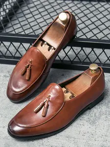 Unisex Fashion Casual Leather Shoes, Classic Fringe Loafers, Business Casual, Sizes 37-45, Stylish and Comfortable