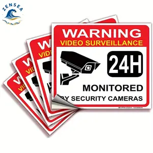 7"x6" 24H Video Surveillance Warning Sign - Waterproof Security Camera Sticker for Home & Business