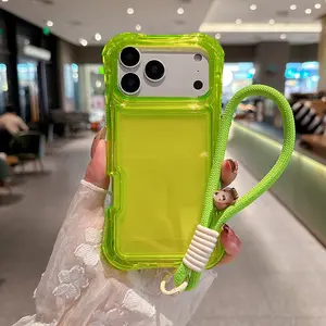 Trendy Armor Clear Wrist Strap Case For iPhone 17 AIR 17 Pro Max with Lanyard Anti-Drop Protection Cover