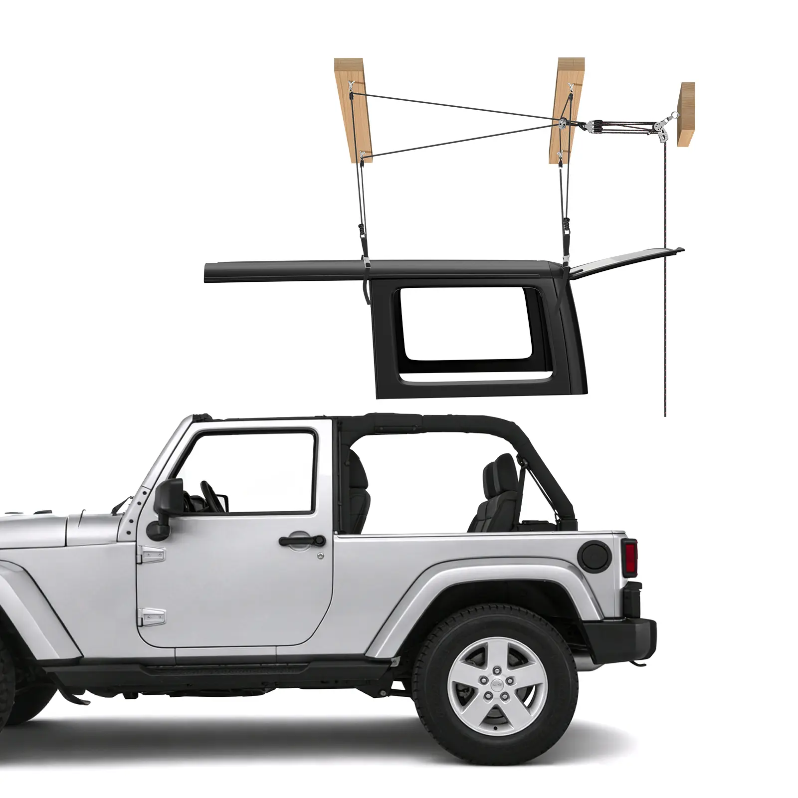 【summerfinds】VEVOR Hard Top Remover Lift, 220 lbs, Jeep Hardtop Removal Storage Roof Hoist with Anti-Drop System, Easy One-Person Operation, Supports 8-16 in Ceiling, for 2-Door & 4-Door Jeep Wrangler JK JL & Ford
