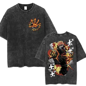 Washed Vintage Anime My Hero Academia Academia T Shirt Eraser Head Aizawa4 Shouta T-shirt Men's Cotton Casual Oversized T-shirts