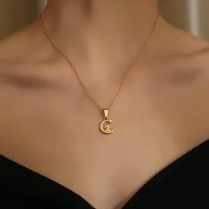 Simple Moon Rabbit Pendant Necklace in Light Luxury Stainless Steel - Fresh & Cute Design for Daily Wear - Perfect Gift for Holidays and Birthdays