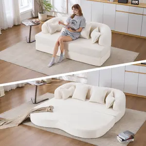Dufominc 2-in-1 Foldable Sofa Bed 70 Inch Boneless Couch Convertible Compressed Sleeper Sofabed with 4 Pillows for Living Room Apartment Brown Textured Wood-Grain Chenille Fabric High-Density Foam Comfortable & Durable trundle Bed