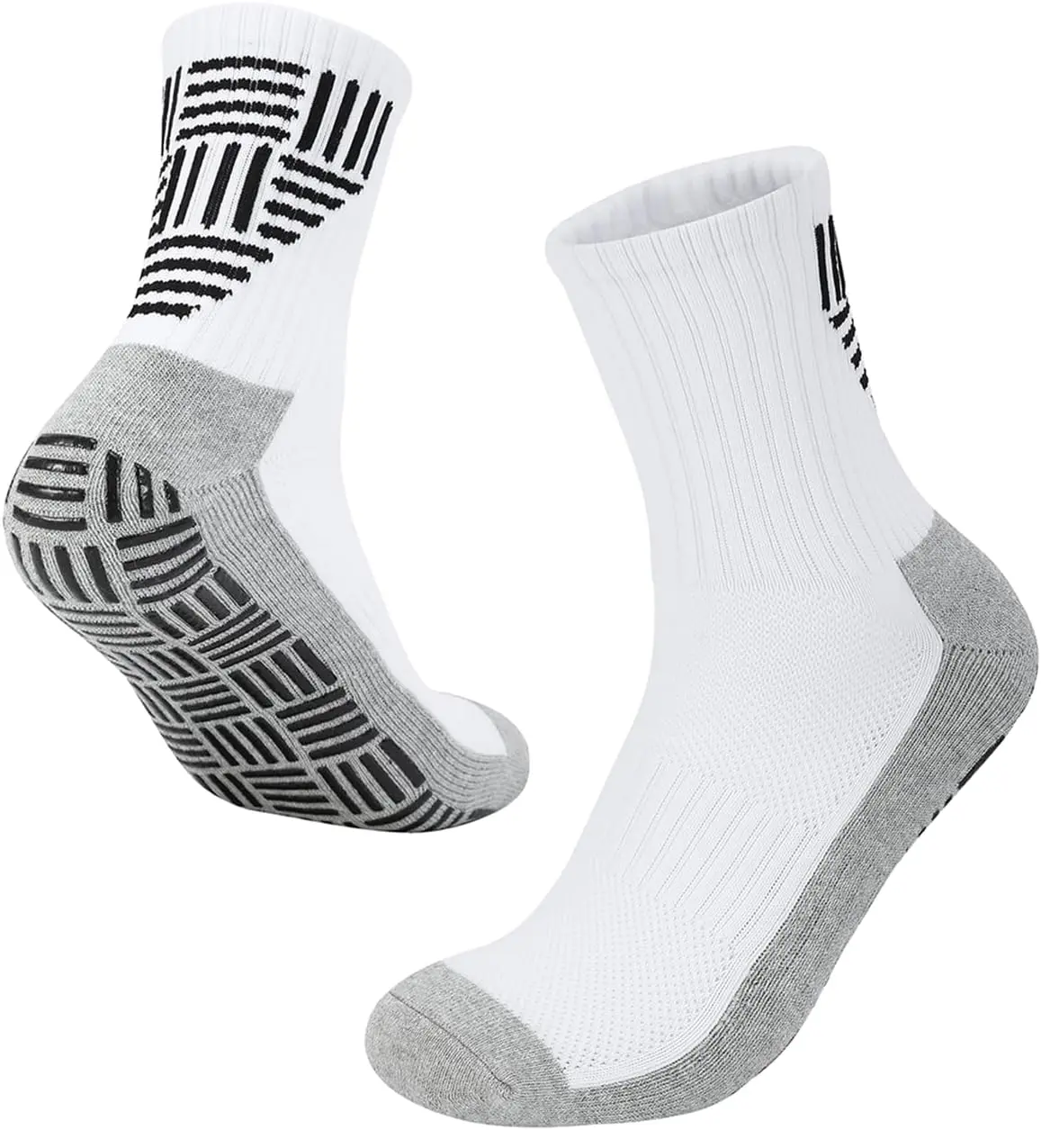 1/2/3 Pairs Men's Grip Soccer Socks for US 7-12.5, Anti-Slip Athletic Grippy Socks Non Slip Pads for Football