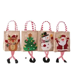 Cartoon Christmas Gift Bag Santa Claus Snowman Bag Christmas Tree Ornament Decorations Xmas New Year Gift Wrapper