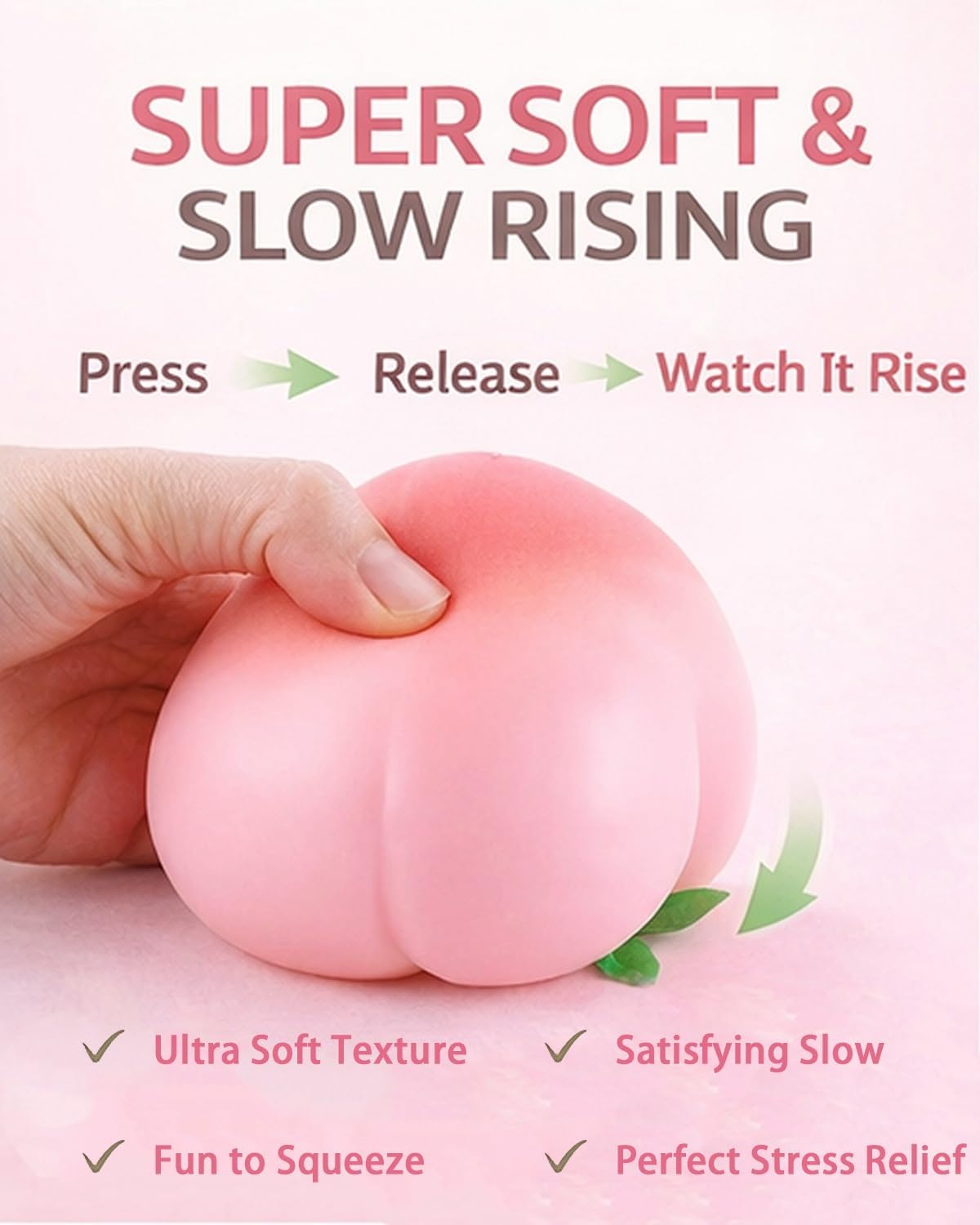 Transparent Peach Squishy Stress Relief Toy – Slow Rebound Soft Squeeze Peach for Adults, Sensory Fidget, Anxiety & Stress Relief, Fun Desk & Home Relaxation Gift carrot balloon wax slime dumpling salted butter