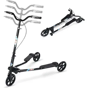 3 Wheel Foldable Scooter Swing Scooter Tri Slider Kick Wiggle Scooters Push Drifting with Adjustable Handle for Boys/Girl/Adult Age 8 Years Old and Up