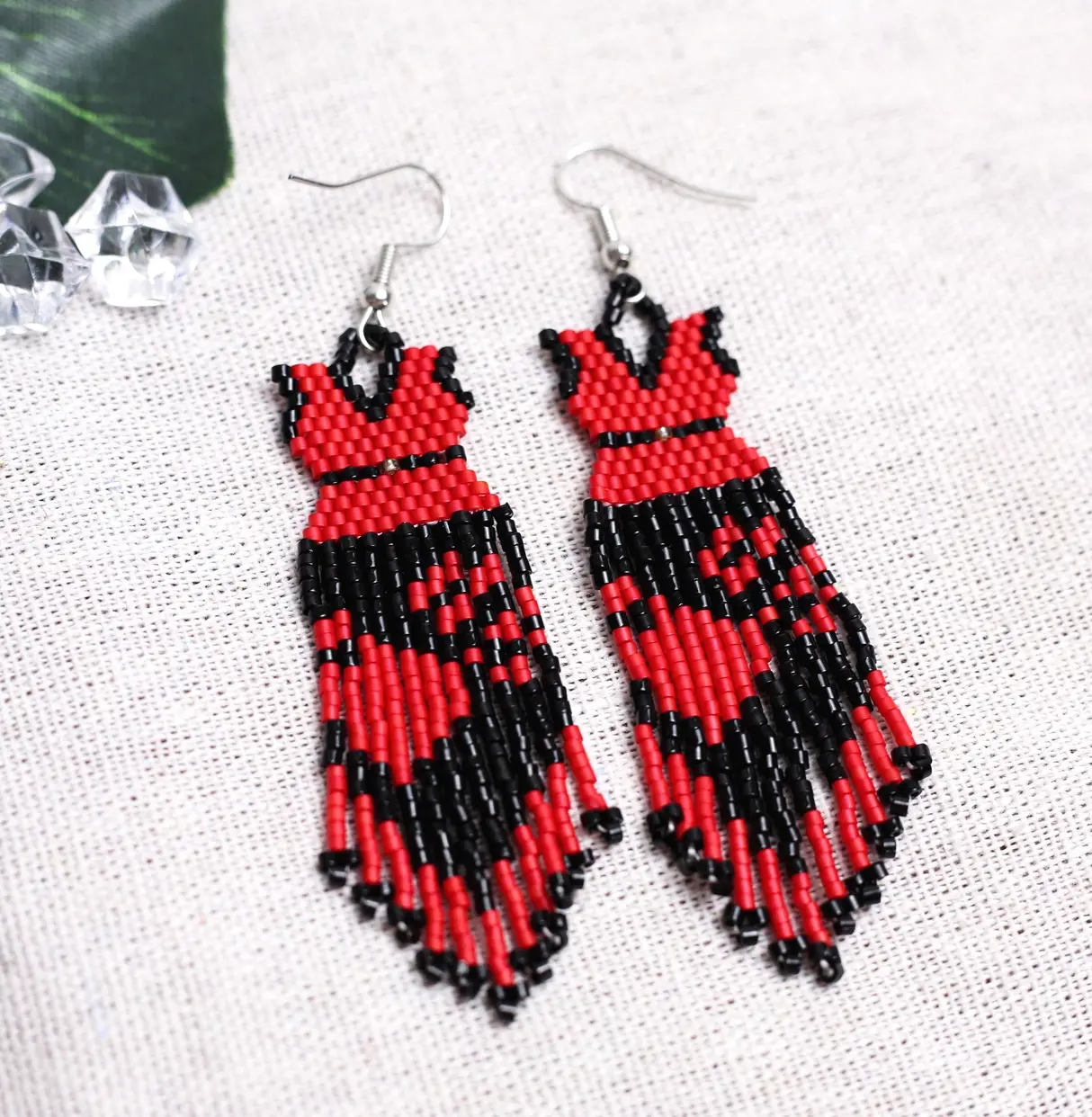 Red Dress MMIW Beaded Earrings - Handmade Awareness Jewelry for Women