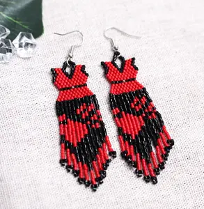 Red Dress MMIW Beaded Earrings - Handmade Awareness Jewelry for Women