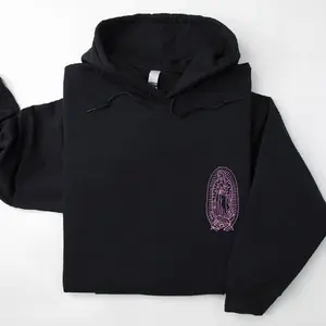 Virgen de Guadalupe Hoodie Unisex Classic Cotton Fabric, Mexican Catholic Faith Tee, Latino Culture Religious Top, Chicano Style Streetwear Apparel, Spiritual Graphic Unisex Shirt for Men For Women, Hispanic Heritage Gift