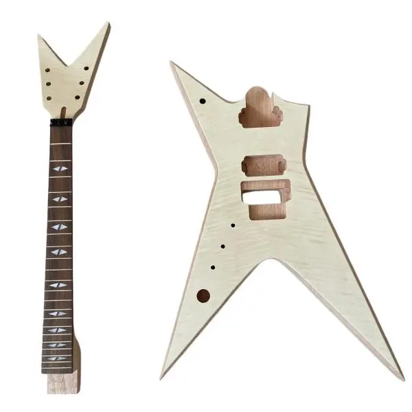 Left-Handed DIY Electric Guitar Kit - Dimebag Stealth Style, Mahogany Body, Rosewood Fretboard, Vibrato Sticks, Beginner Friendly, Complete Kit for DIY Projects, Gift Ideas for Music Lovers Floydrose Vibrato System