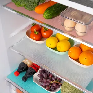LMMAKE 4Pcs Cuttable Refrigerator Lining Mats Washable & Insulated Moisture-Proof Stain-Resistant Food-Grade EVA Material for Fridge Drawers Cabinets Countertops Silicone Mat Kitchen Coasters