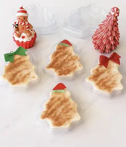 Christmas Tree Shaped Plastic, 10 Box Set Transparent Packaging with Lids and Santa Claus Hat Sticker Perfect Holiday Gift