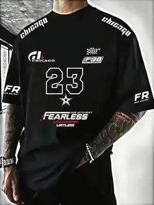 Men's Racing Icon #23 3D Print Short Sleeve T-Shirt, Casual Streetwear, Breathable Sports Top, Round Neck Summer Fashion Tee, Athletic Sports Clothing