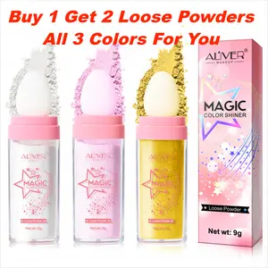 Aliver Patting Loose Powder Highlighter, White Moonbeam/Fairy Pink/Golden Brown, 3 Colors Cosmetic