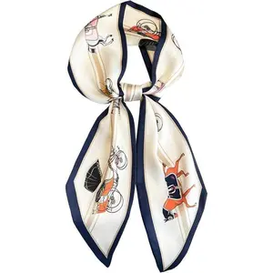 Head Scarf Hair Neck Scarves For Women Purse Bag Scarfs For Handbags Silky Long Thin Satin Headscarf Fashion