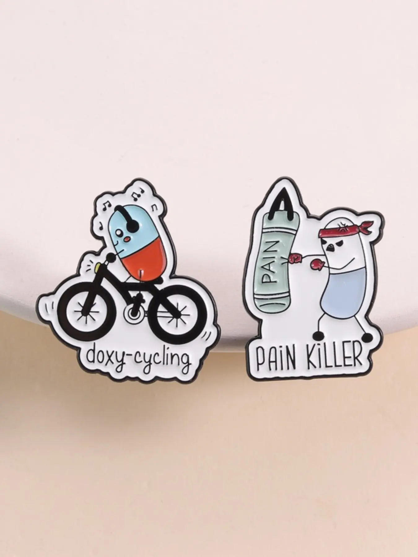 2-Pack Medical Humorous Enamel Badges Set, Stress Relief & Funny Mindset, Ideal for Healthcare Workers, Students, Office Professionals, Enamel Lapel Pins, Alloy Brooch Pin