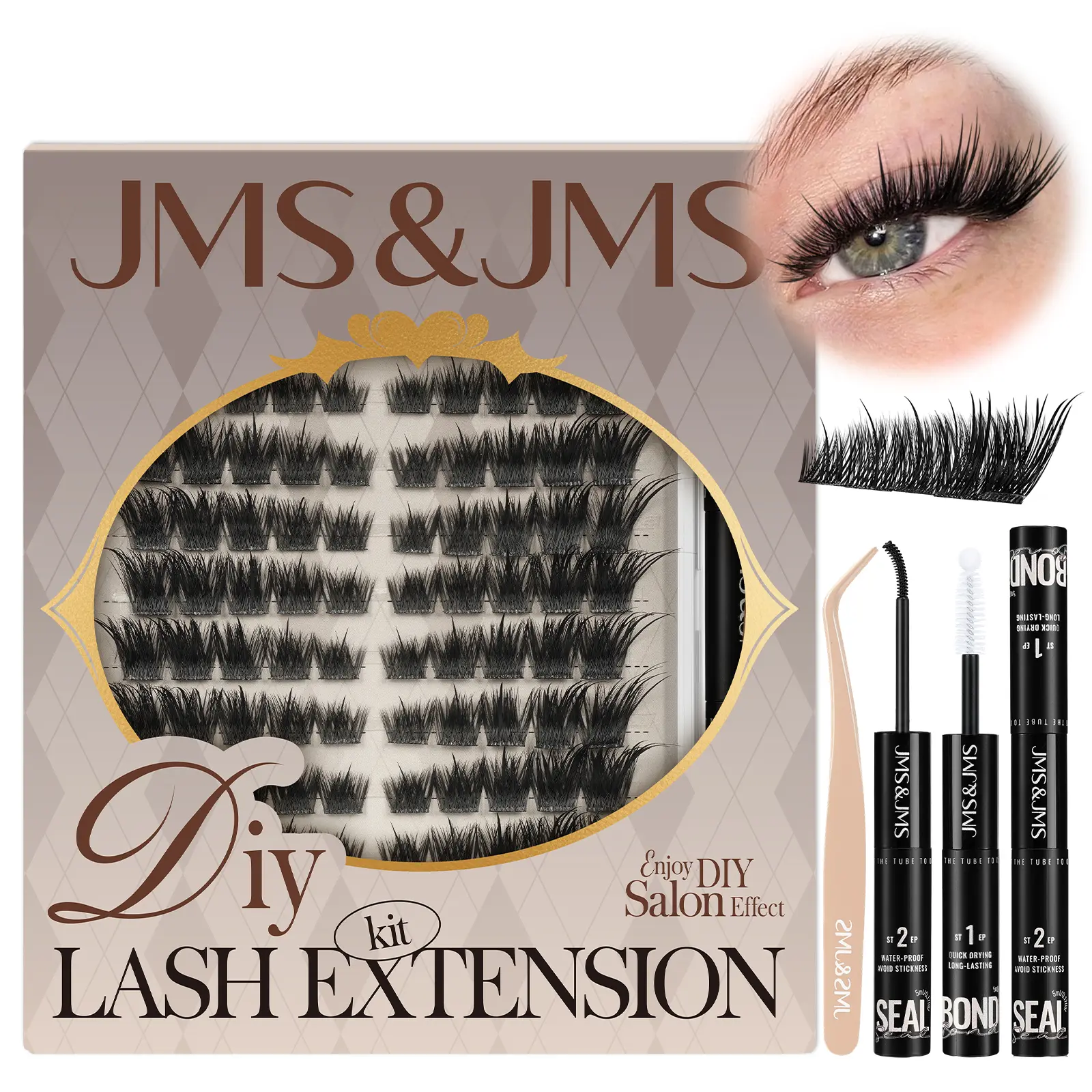 SideEye Kit l JMS&JMS Premapped Fox Eye Eyelash Clusters Kit for Adults, PBT Fibers End Lashes Only Cluster, 0.07 mm C Curl, Mixed Lengths Soft Wispy Spikes, Extended Outer Corners, Waterproof Long-Lasting Instant Lift, Anime Manga Style for Vacation